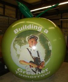 giant balloon with Greener Tomorrow logo